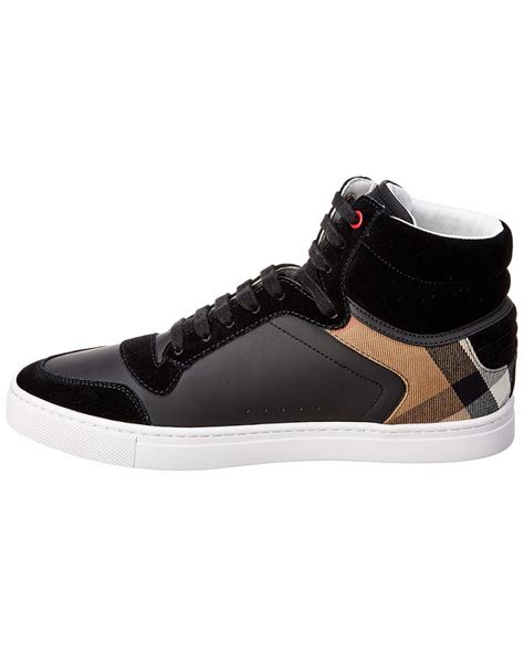 burberry reeth leather & house check high top sneaker|Burberry Men's Reeth Leather House Check Low.